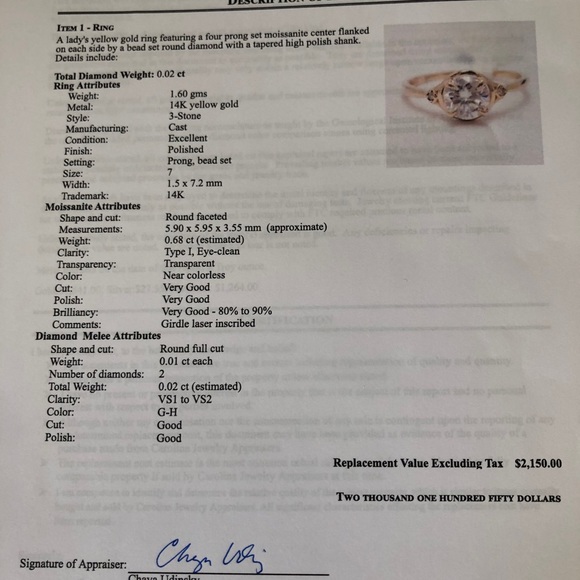 Moissanite and Diamond Ring - Picture 3 of 4